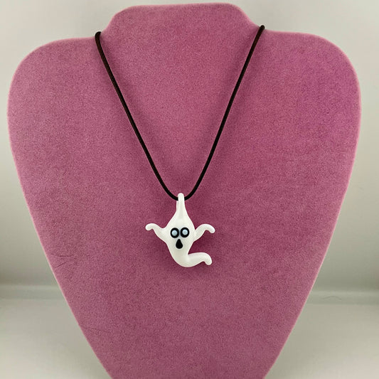 Mini White Glass Ghost Pendant