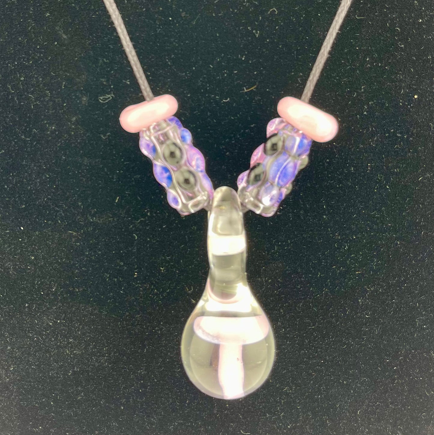 Pink Mushroom Necklace Pendant with accent Beads