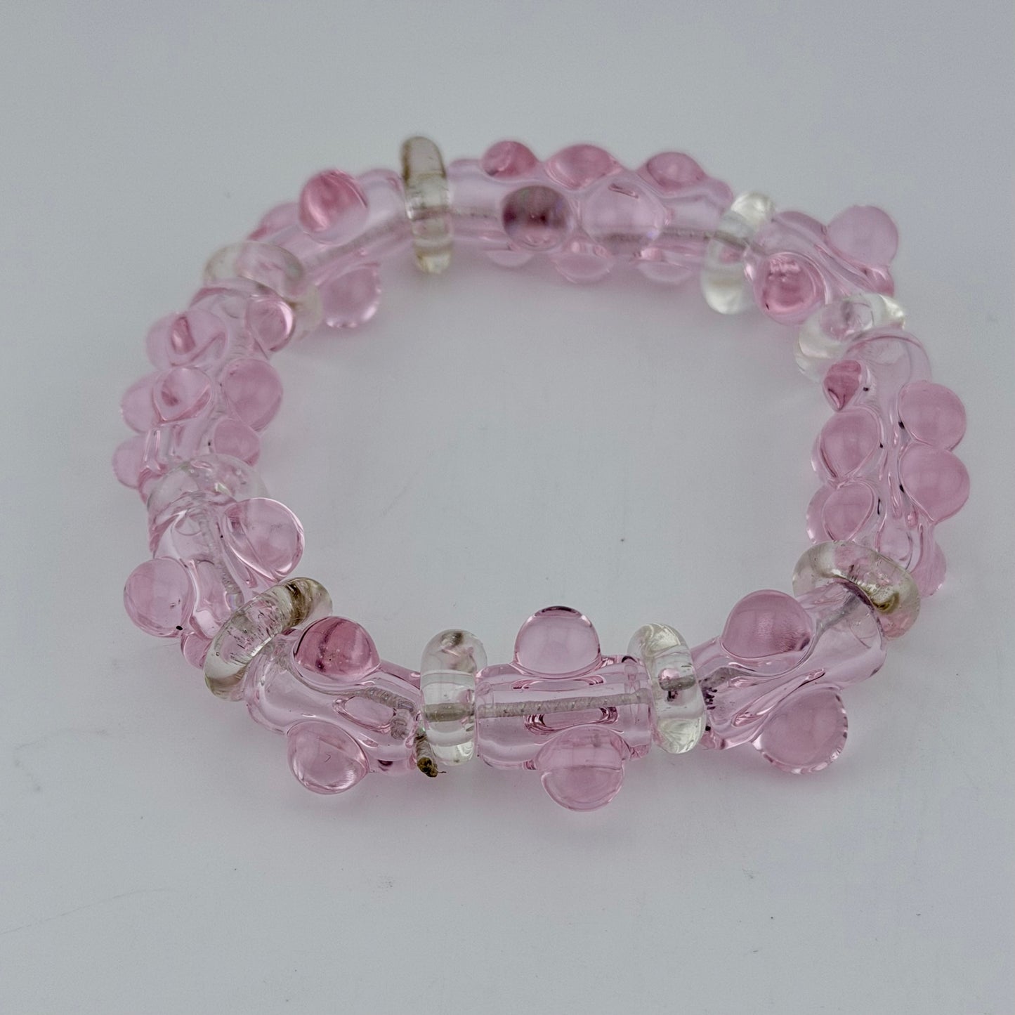 Stretchy Pink Glass Bracelet(Not UV Reactive) - JeffBeckerGlass.com