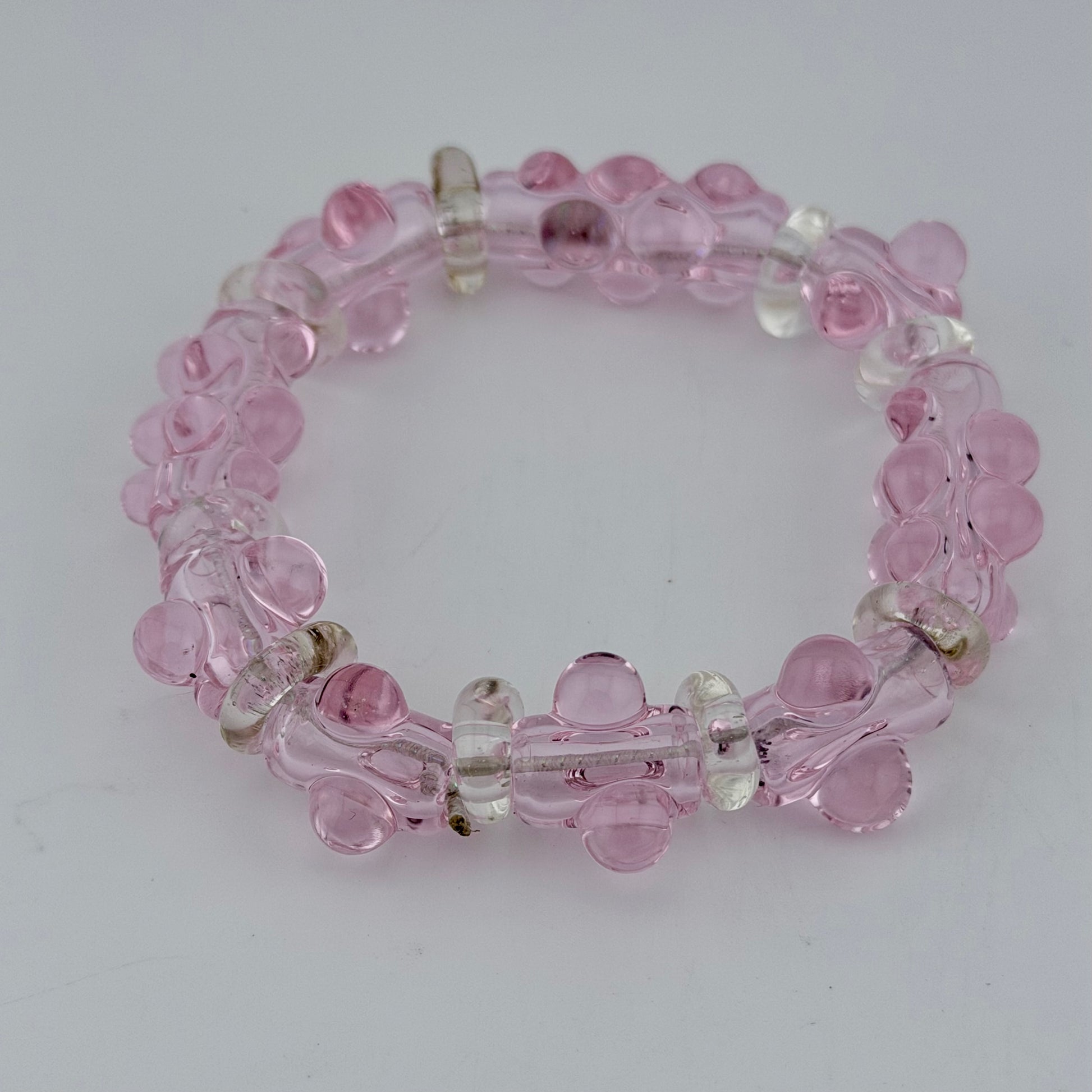 Stretchy Pink Glass Bracelet(Not UV Reactive) - JeffBeckerGlass.com