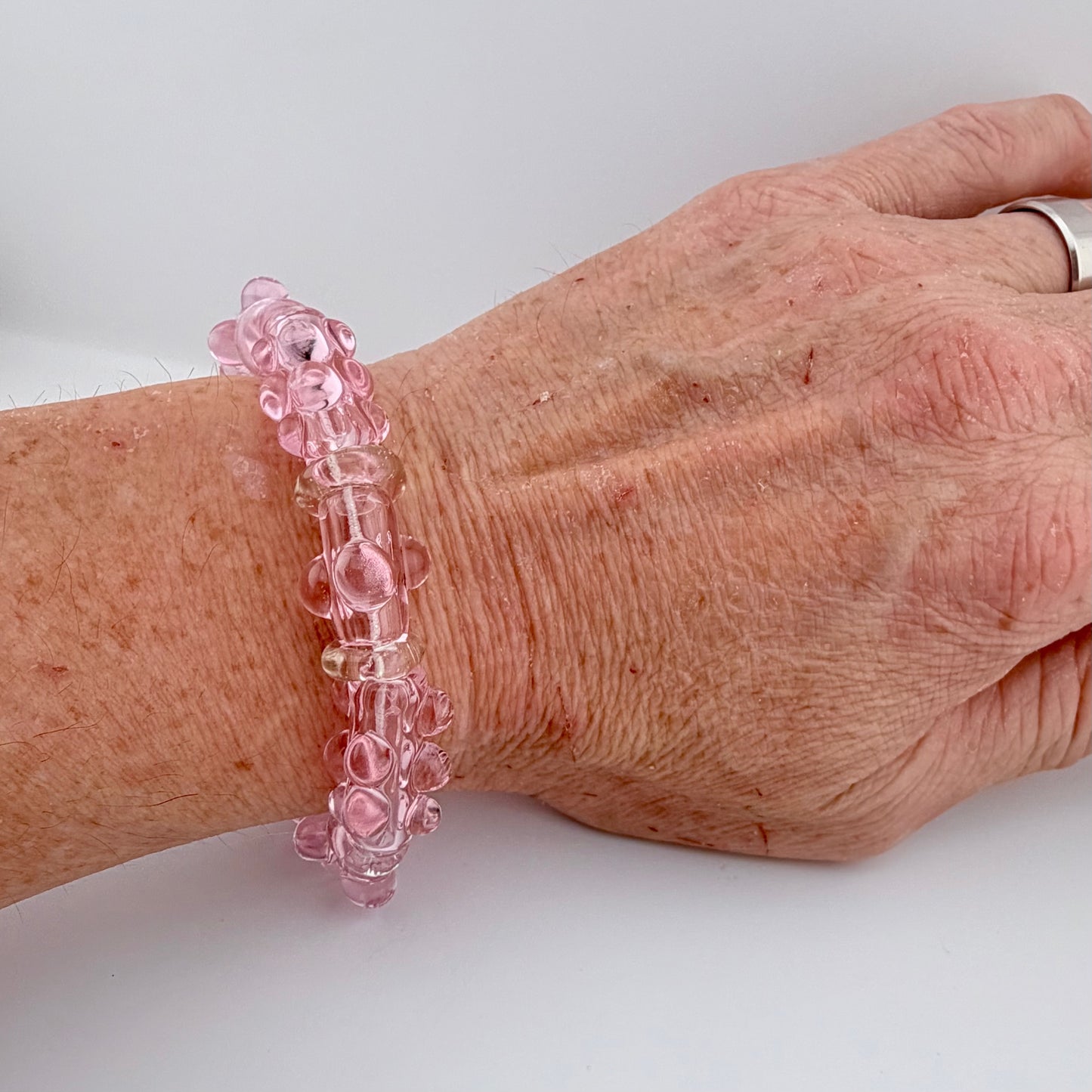 Stretchy Pink Glass Bracelet(Not UV Reactive) - JeffBeckerGlass.com