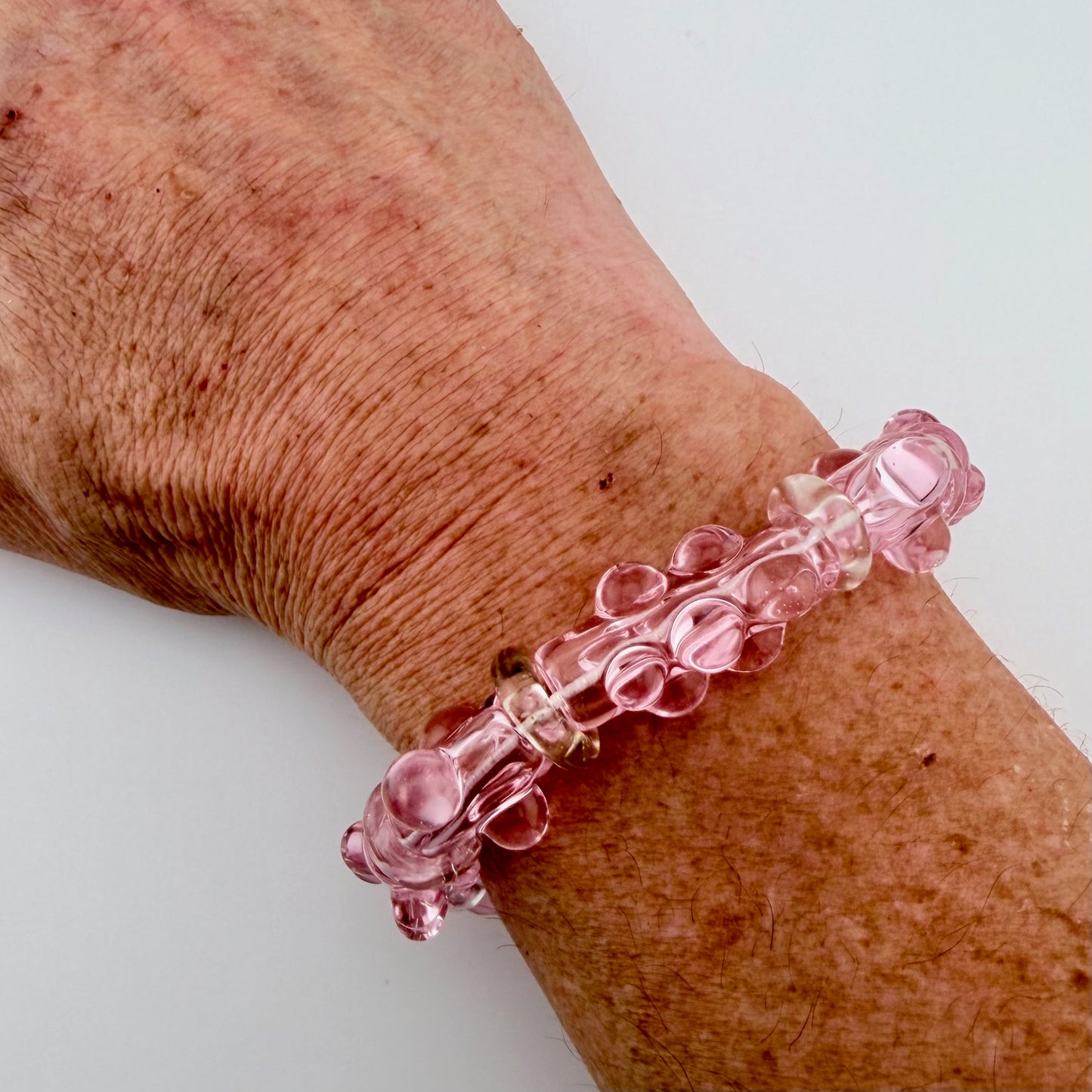 Stretchy Pink Glass Bracelet(Not UV Reactive) - JeffBeckerGlass.com