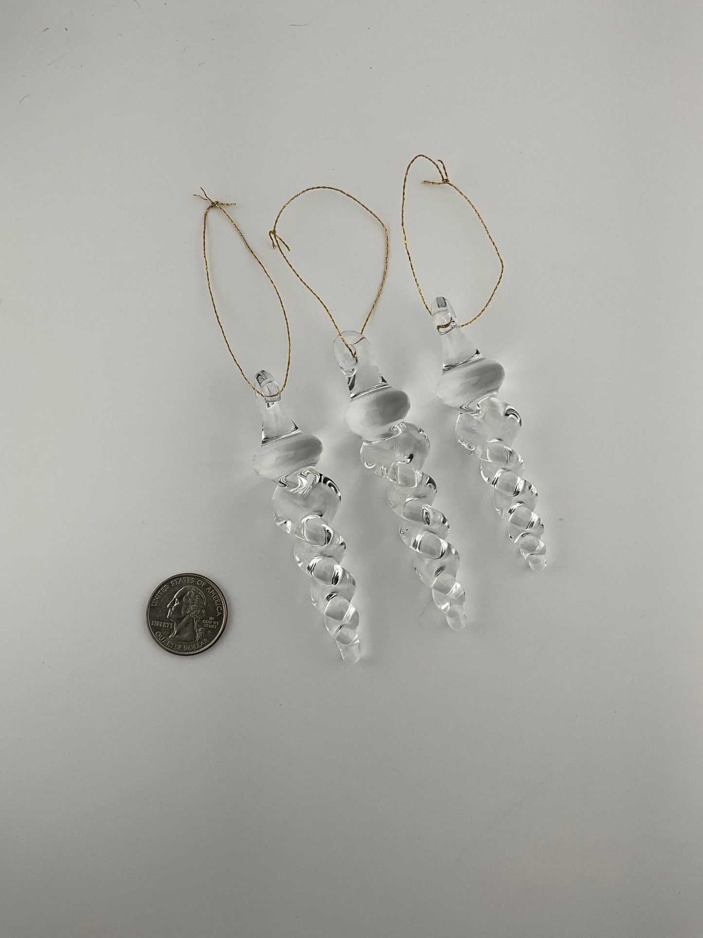 3 Pack of Small Clear Glass Icicle Ornaments