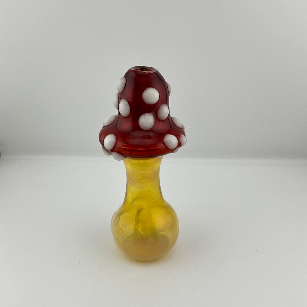 Mushroom Silver Fumed Spoon Pipe with glow n the dark marbles 2
