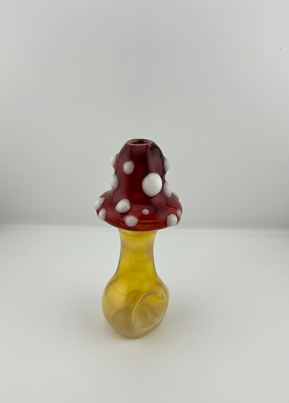 Mushroom Silver Fumed Spoon Pipe with glow n the dark marbles 2