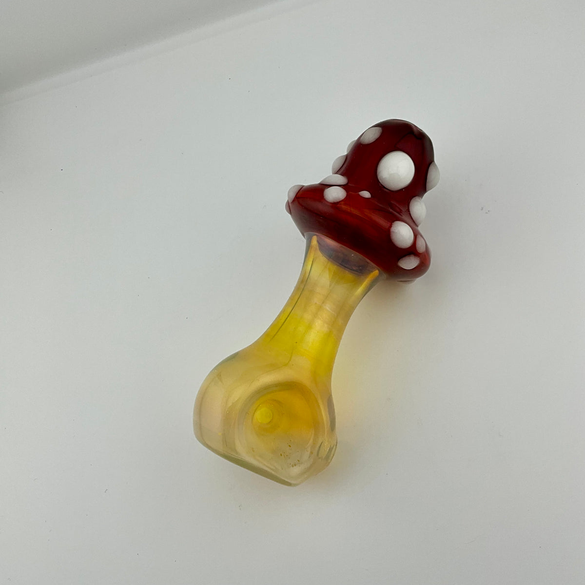 Mushroom Silver Fumed Spoon Pipe with glow n the dark marbles 2