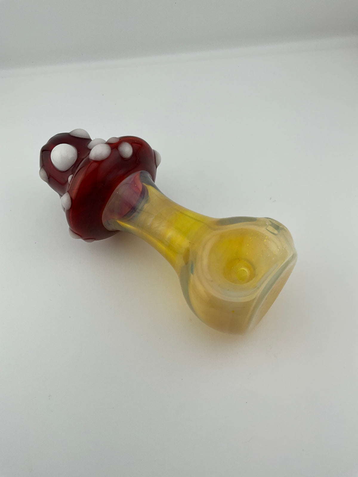 Mushroom Silver Fumed Spoon Pipe with glow n the dark marbles 2
