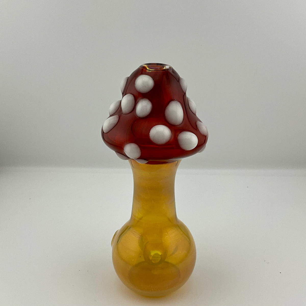 Mushroom Silver Fumed Spoon Pipe with glow n the dark marbles