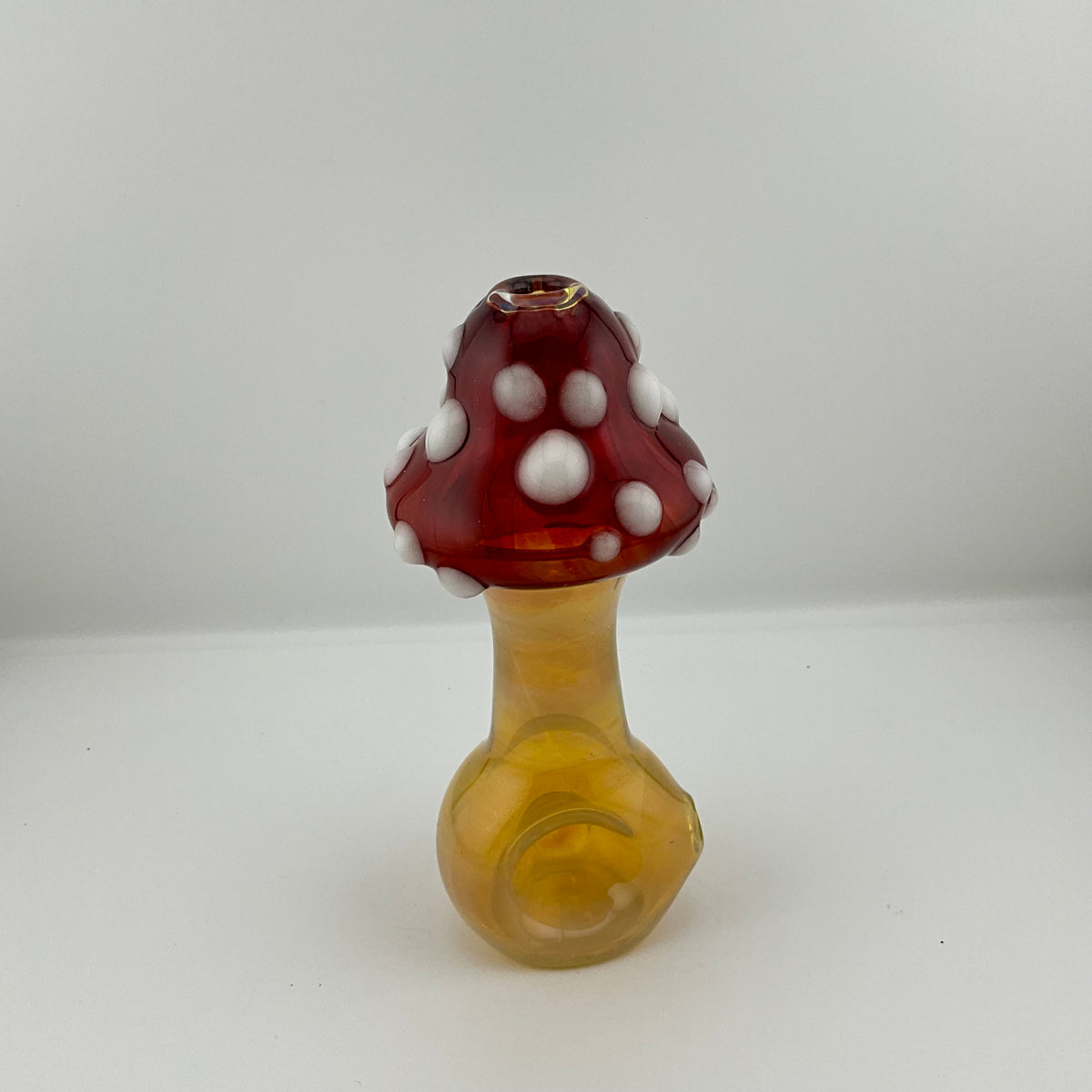 Mushroom Silver Fumed Spoon Pipe with glow n the dark marbles