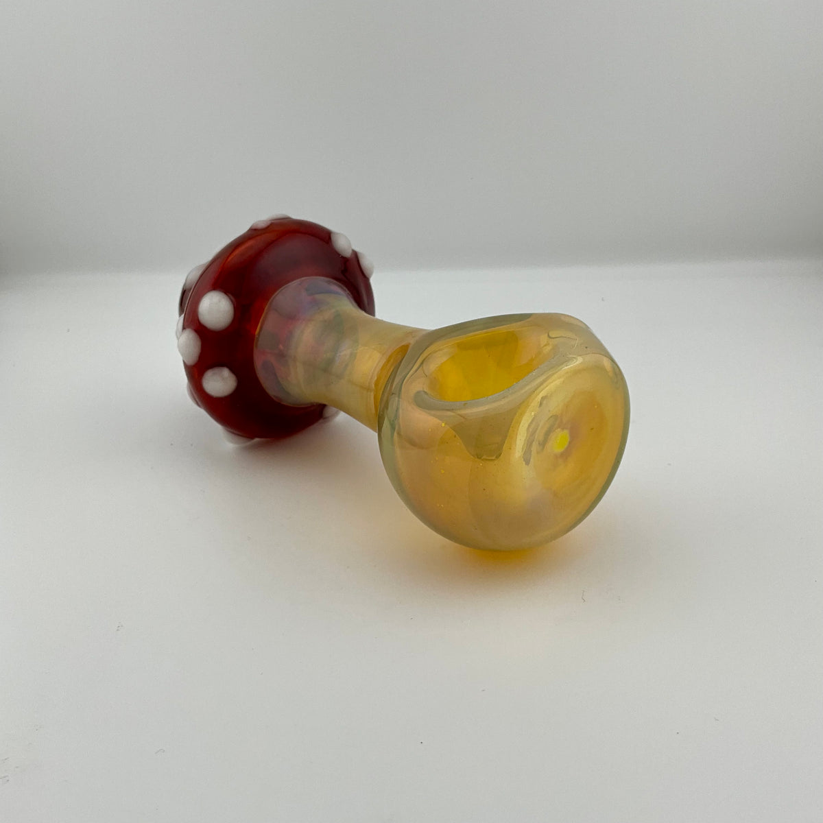 Mushroom Silver Fumed Spoon Pipe with glow n the dark marbles