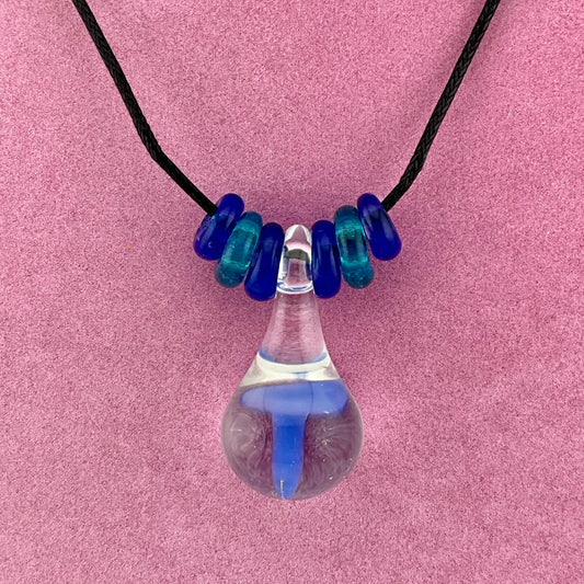 Light Blue Glass Mushroom with accent beads finished necklace