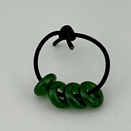 4 Sparkly Green Glass Spacer Beads