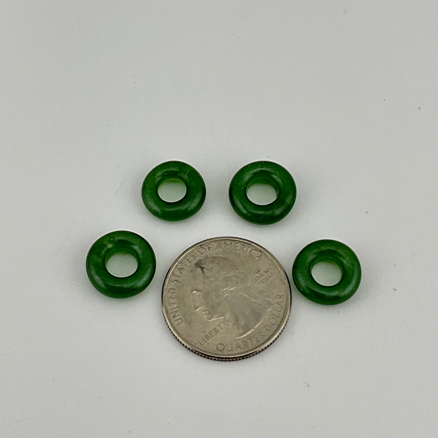 4 Sparkly Green Glass Spacer Beads