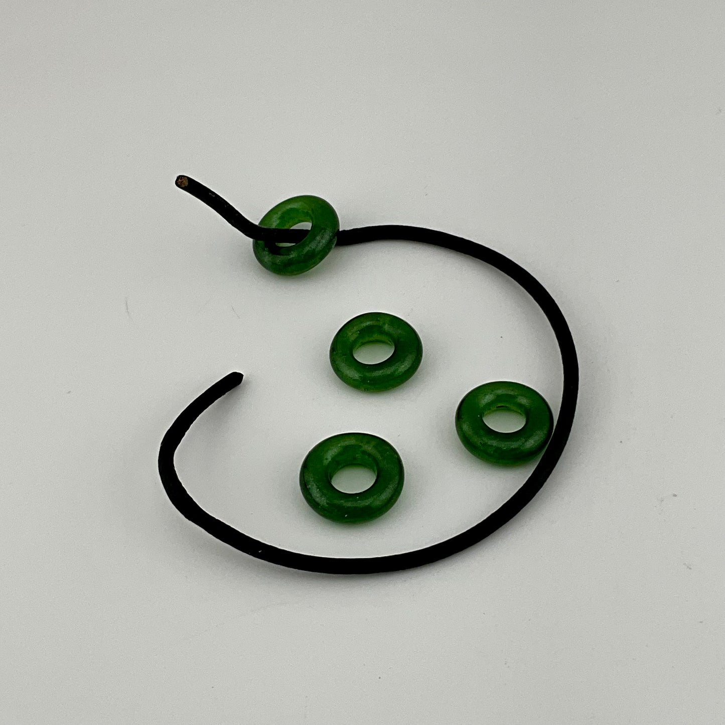 4 Sparkly Green Glass Spacer Beads