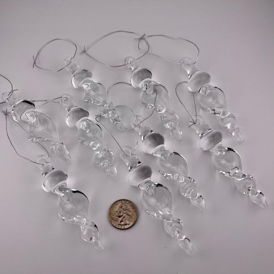 9 Pack of Small Clear Glass Icicle Ornaments