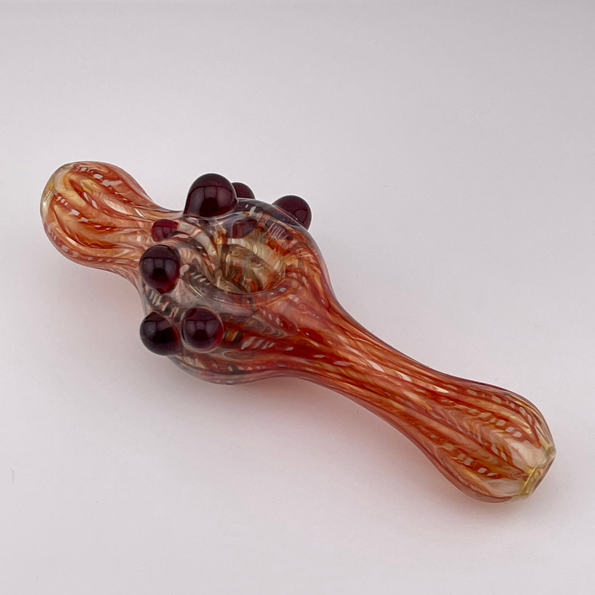 Wrap n Raked Red and Black Silver Fumed Steam Roller Pipe with Red Marbles