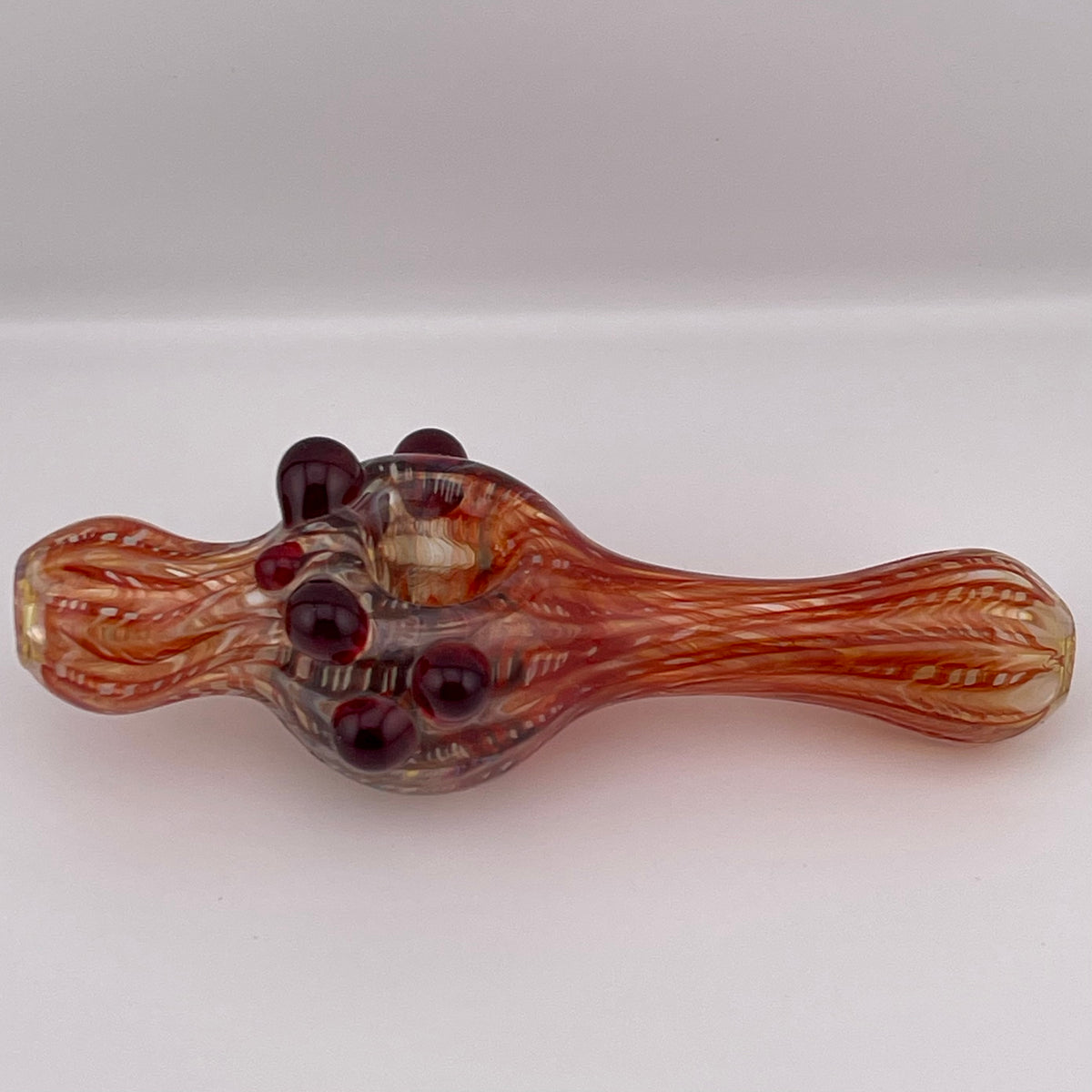Wrap n Raked Red and Black Silver Fumed Steam Roller Pipe with Red Marbles