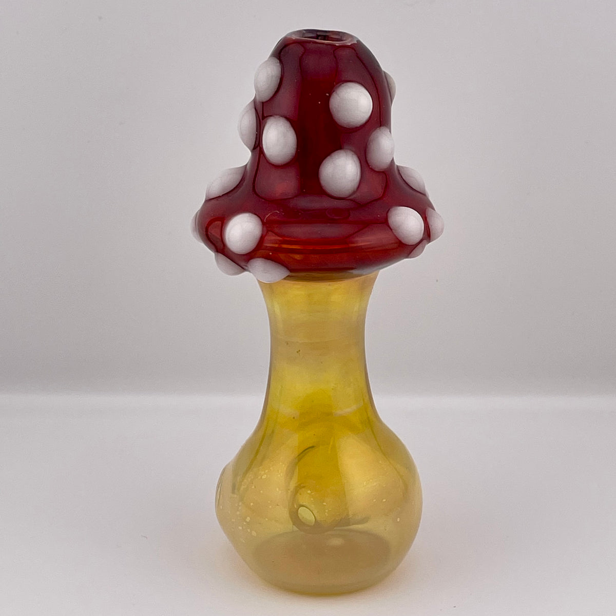 Mushroom Silver Fumed Spoon Pipe with glow n the dark marbles 2