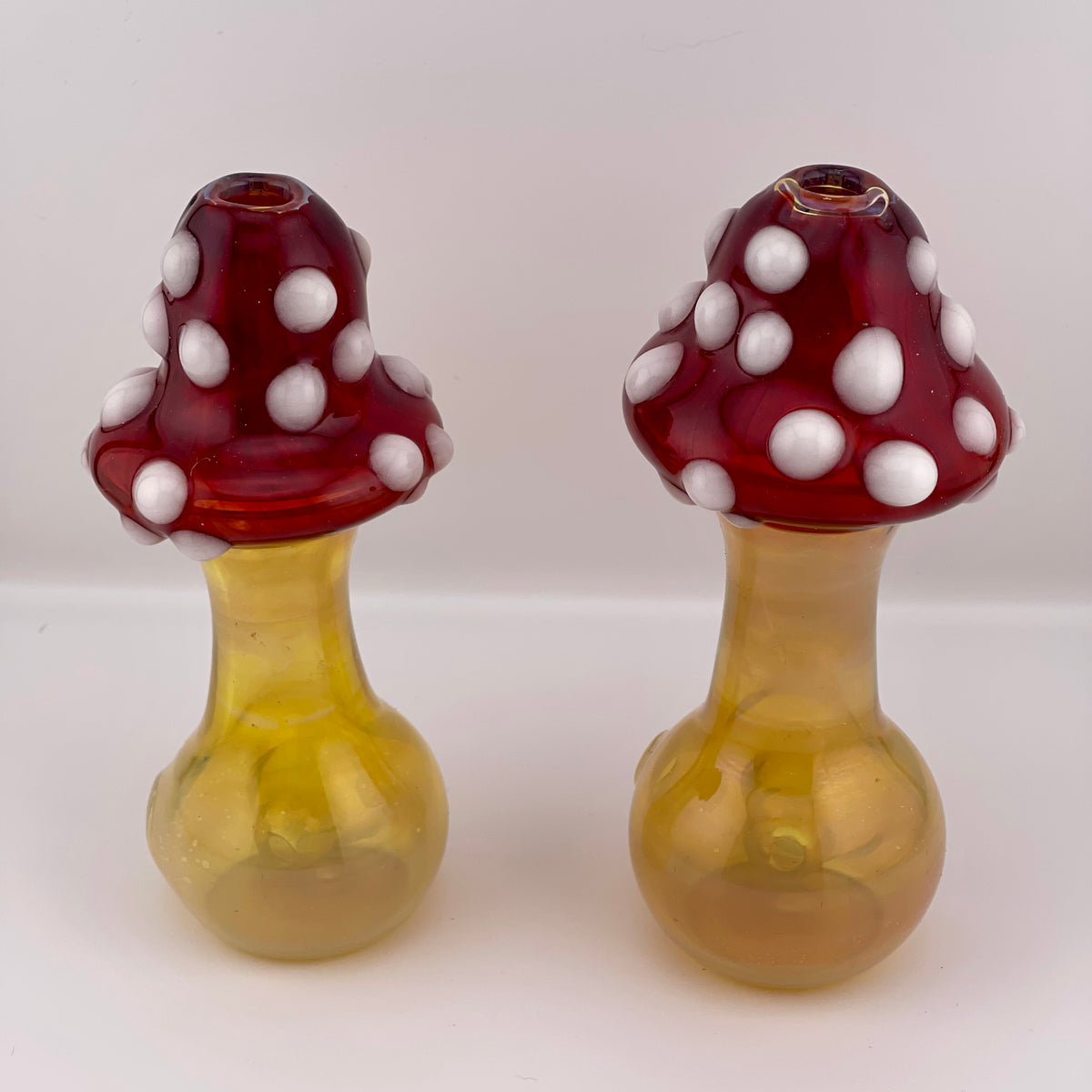 Mushroom Silver Fumed Spoon Pipe with glow n the dark marbles 2