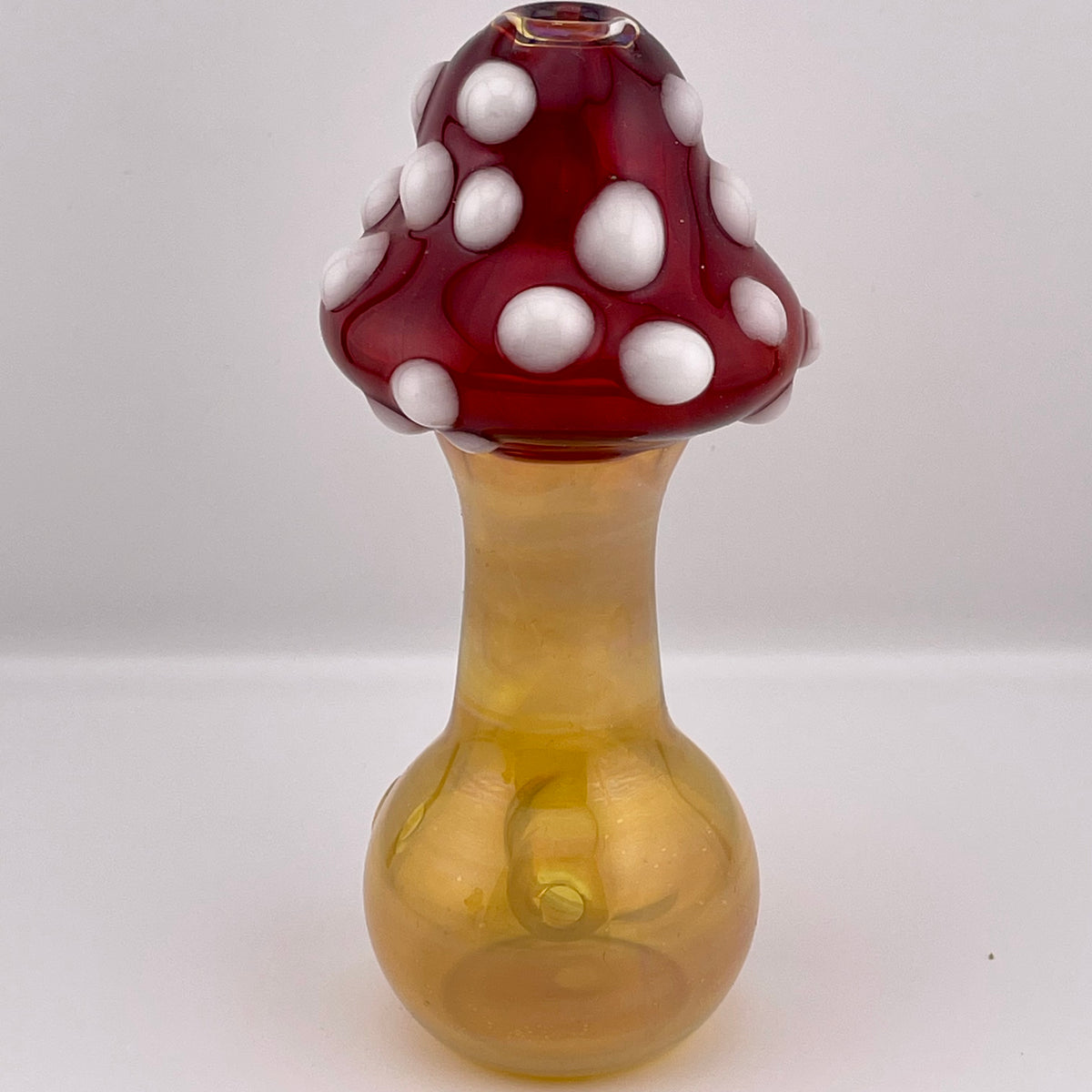 Mushroom Silver Fumed Spoon Pipe with glow n the dark marbles