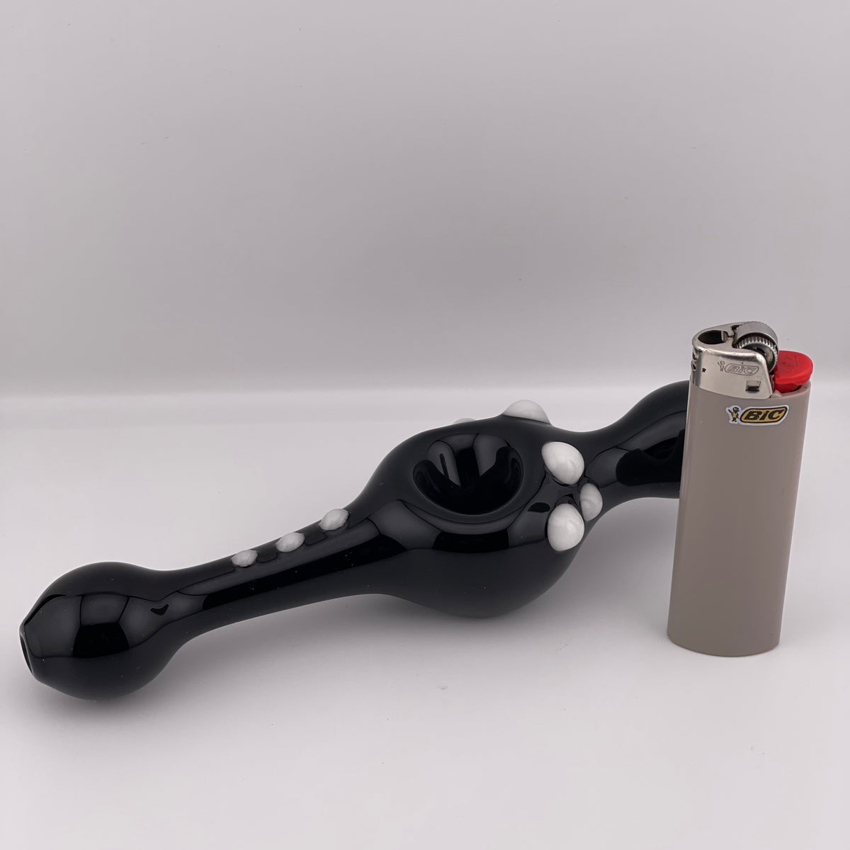 Black SteamRoller Pipe with Glow in the Dark Marbles