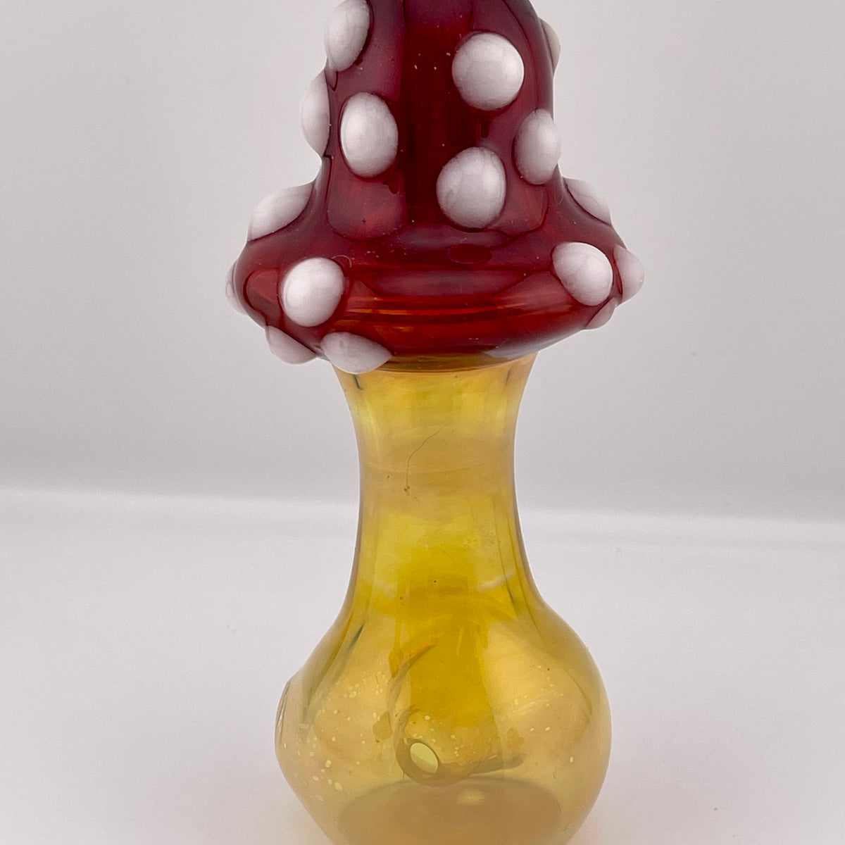 Mushroom Silver Fumed Spoon Pipe with glow n the dark marbles