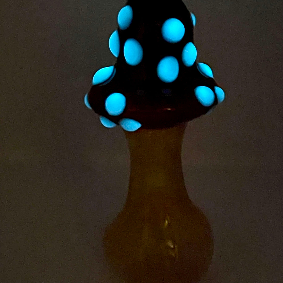 Mushroom Silver Fumed Spoon Pipe with glow n the dark marbles
