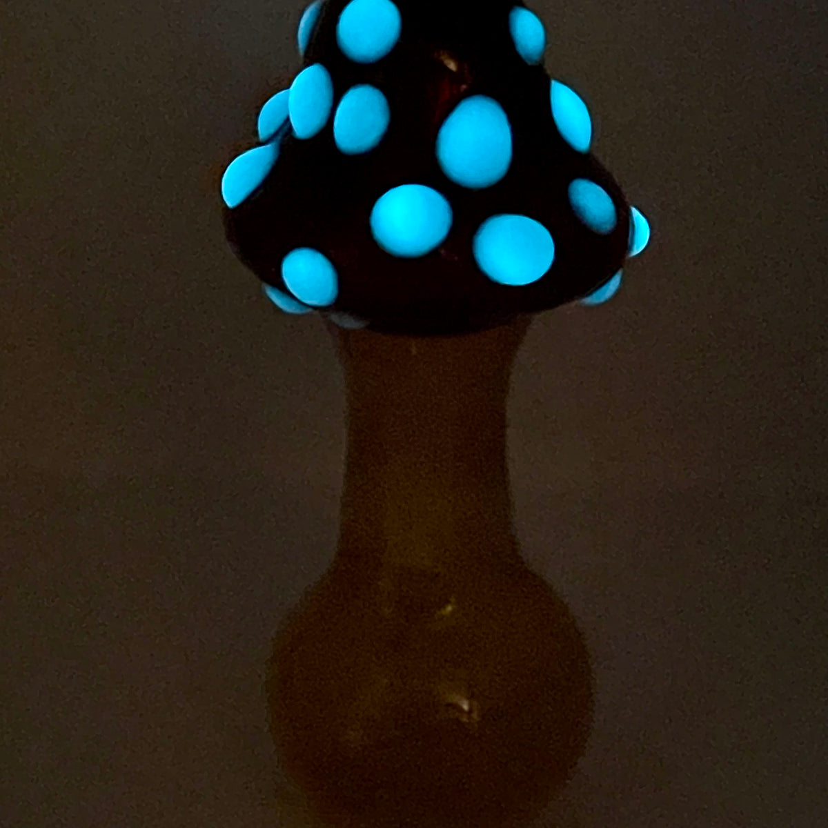 Mushroom Silver Fumed Spoon Pipe with glow n the dark marbles 2