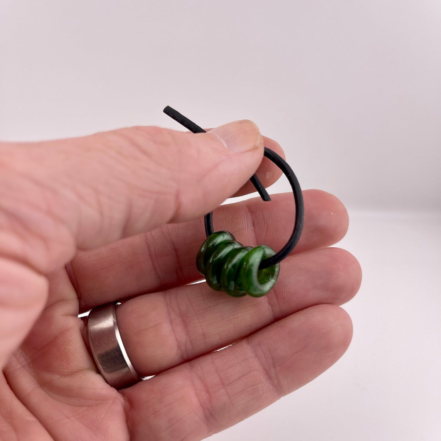 4 Sparkly Green Glass Spacer Beads