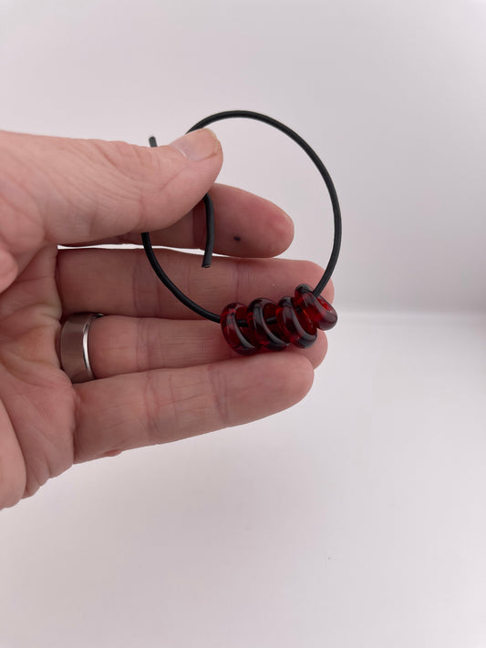 4 Red Glass Spacer Beads