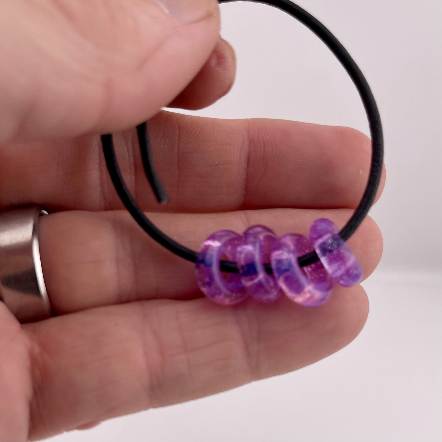 4 Pink Slime Glass Spacer Beads