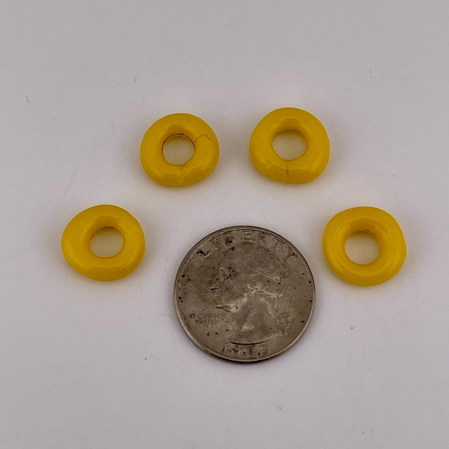 4 Yellow Glass Spacer Beads
