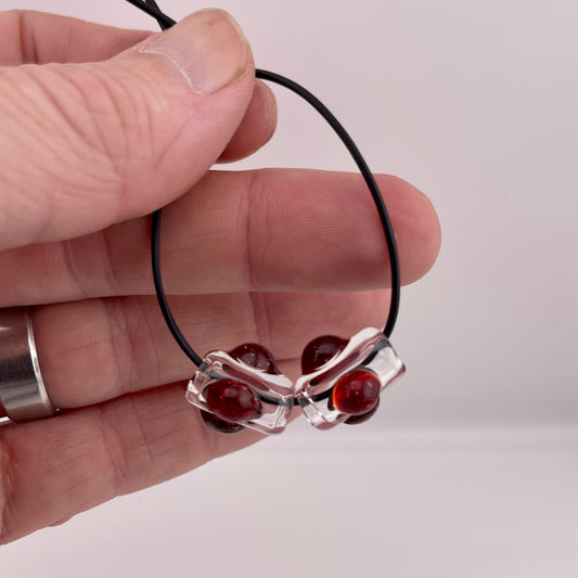 2 Clear beads with Blizzard Red marbles