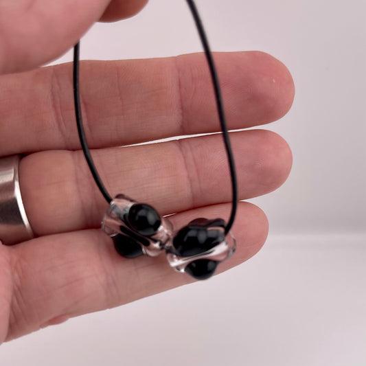 2 Clear beads with Black marbles