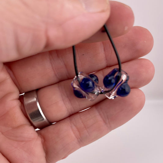 2 Clear beads with Blizzard Blue marbles