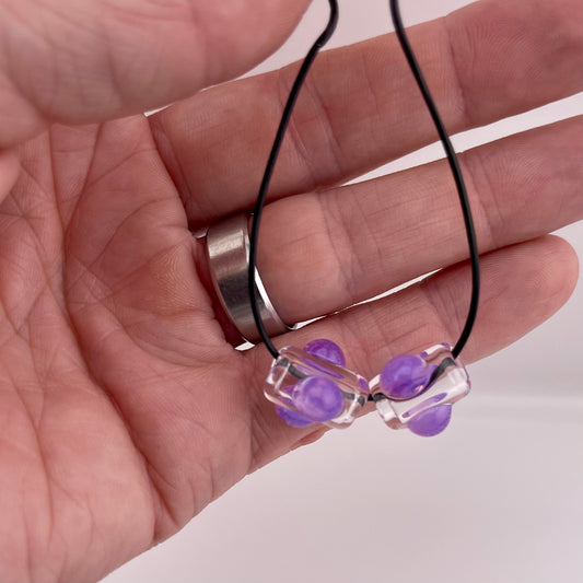 2 Clear beads with Pink Slime marbles