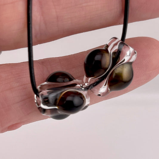 2 Clear beads with Gold Bronze marbles