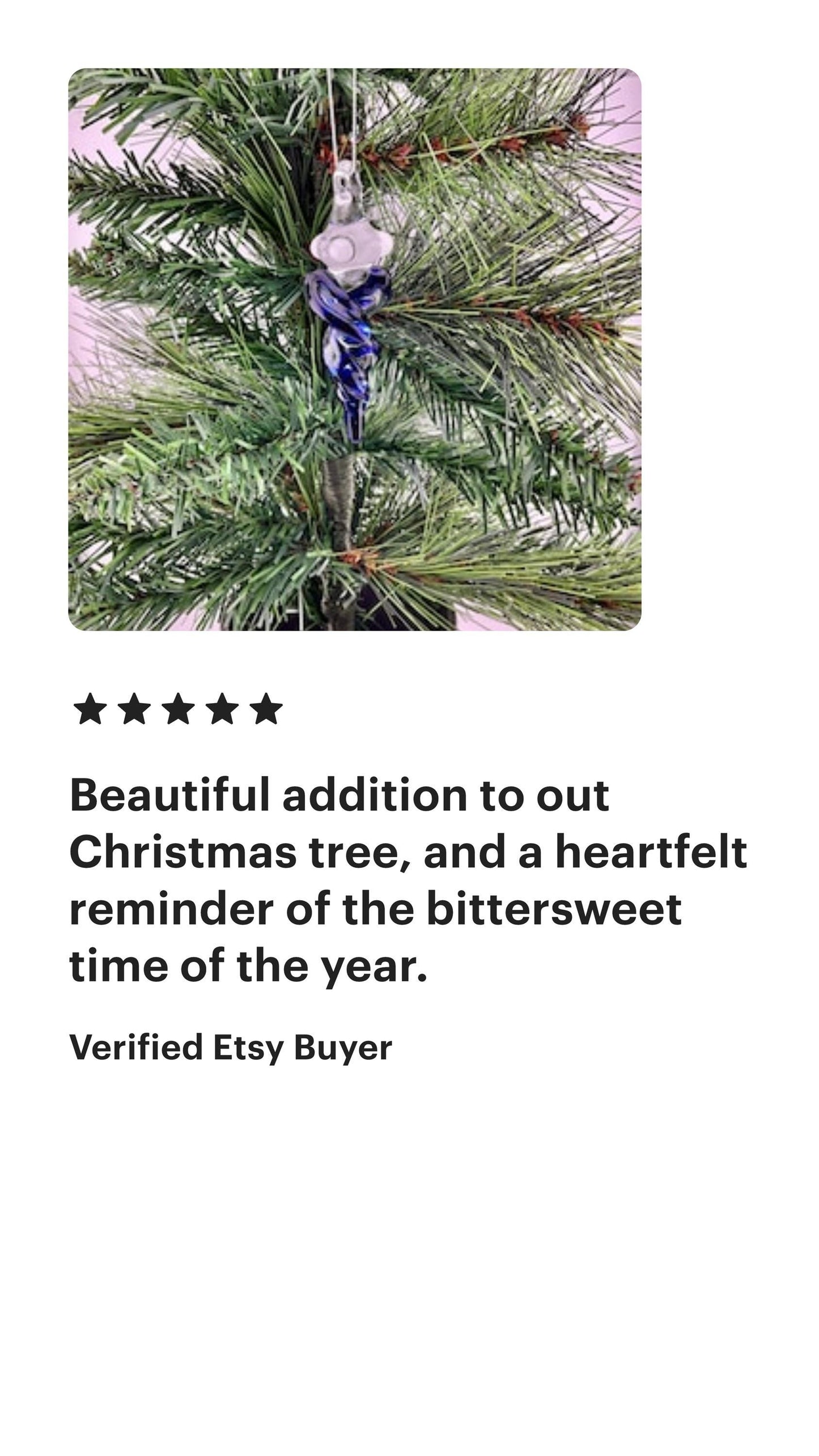 Cobalt Blue and Telemagenta over White Glass Icicle Christmas Ornament