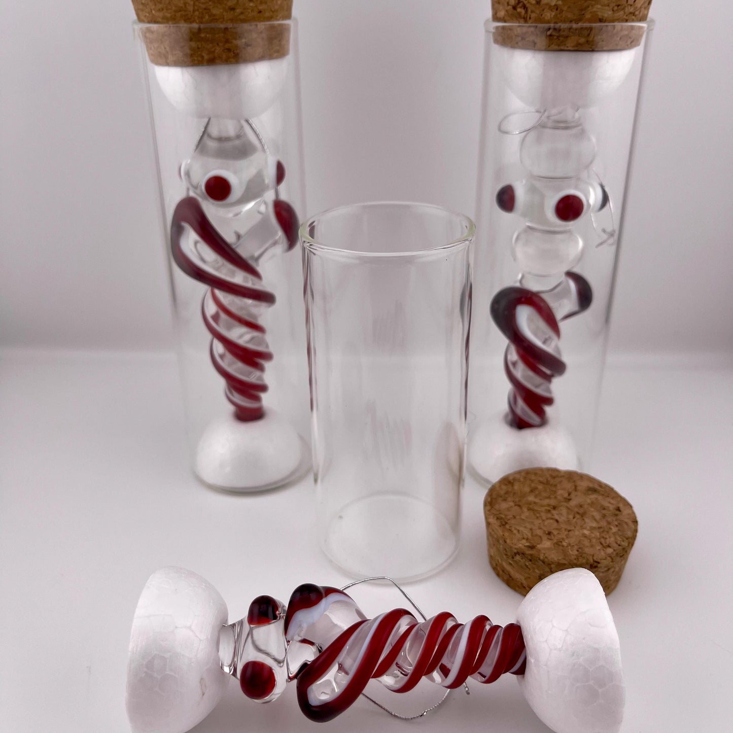3 Pack of Elvis Red  over Lotus White Glass Icicle Ornament Designs “Holiday Special”