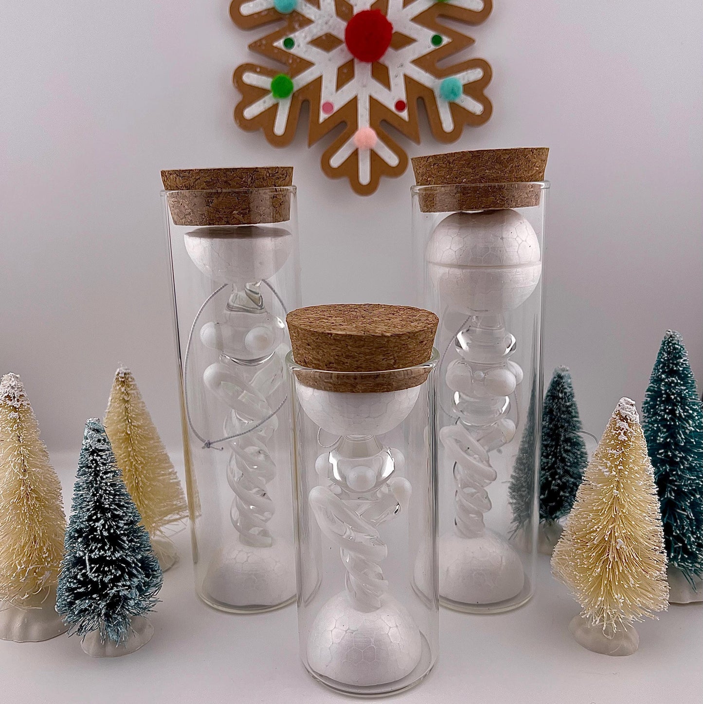 3 Pack of White Glass Icicle Ornament Designs “Holiday Special”