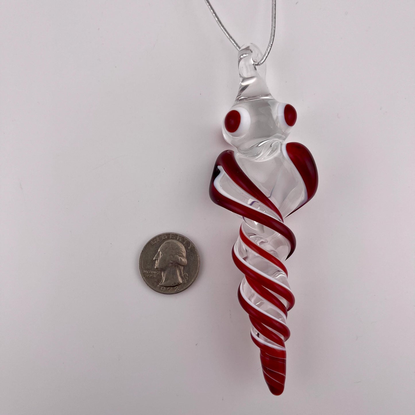 3 Pack of Elvis Red  over Lotus White Glass Icicle Ornament Designs “Holiday Special”
