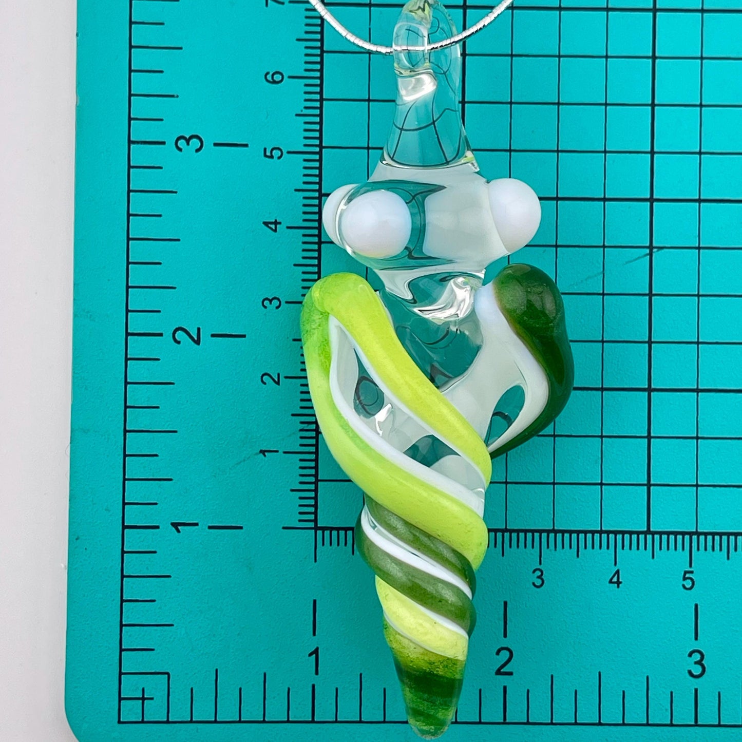 Mini Glass Icicle Ornament with Slymm Green and Sparkly green over Lotus White Color Twist
