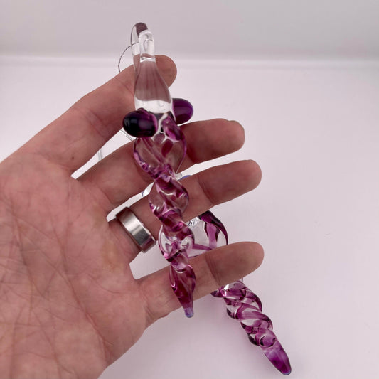 2 Pack of Gold Amethyst Large and Medium Glass Icicle Ornament Designs “Holiday Special”