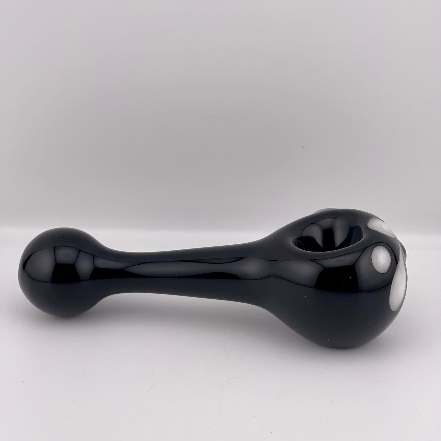 Solid Black Spoon Pipe with white glow n the dark spiral