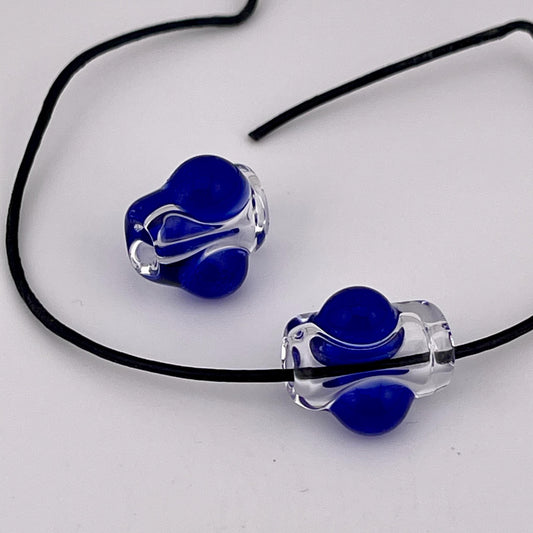 2 Loose beads clear with blue marble Beads necklaces beads phone straps hoodie beads shoelace beads for your crafting needs gift beads
