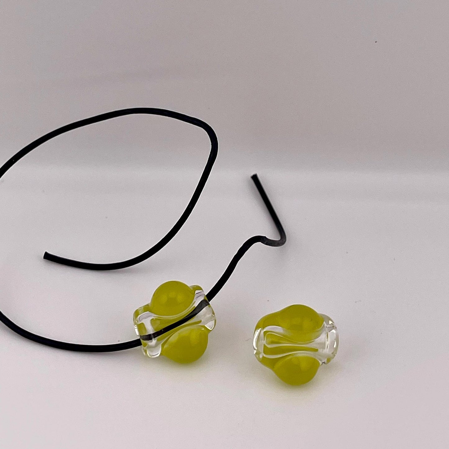 2 Loose beads clear with Roswell yellow marble Bead necklaces beads phone strap hoodie beads shoelace beads for crafting needs gift bead