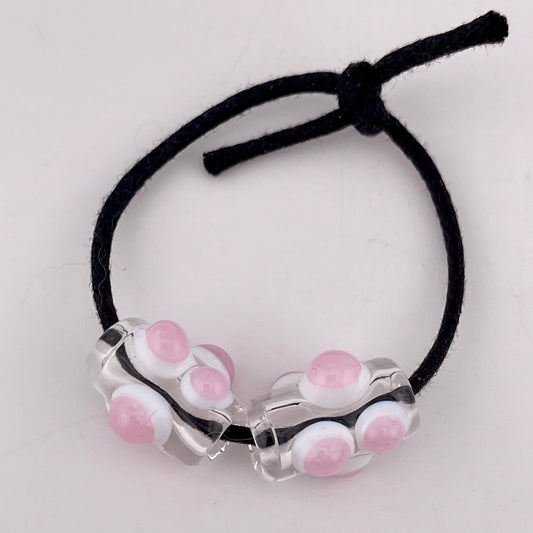 2 Loose beads clear with pink w/white marble Bead necklaces beads phone strap hoodie beads shoelace beads for your crafting needs gift bead
