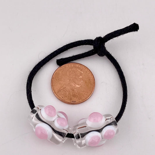 2 Loose beads clear with pink w/white marble Bead necklaces beads phone strap hoodie beads shoelace beads for your crafting needs gift bead
