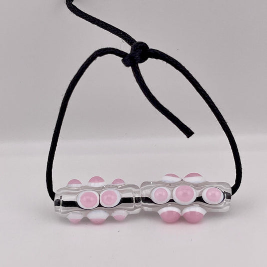 2 Loose beads clear with pink over white marble Bead necklaces beads phonestrap hoodie bead shoelace beads for your crafting needs gift bead